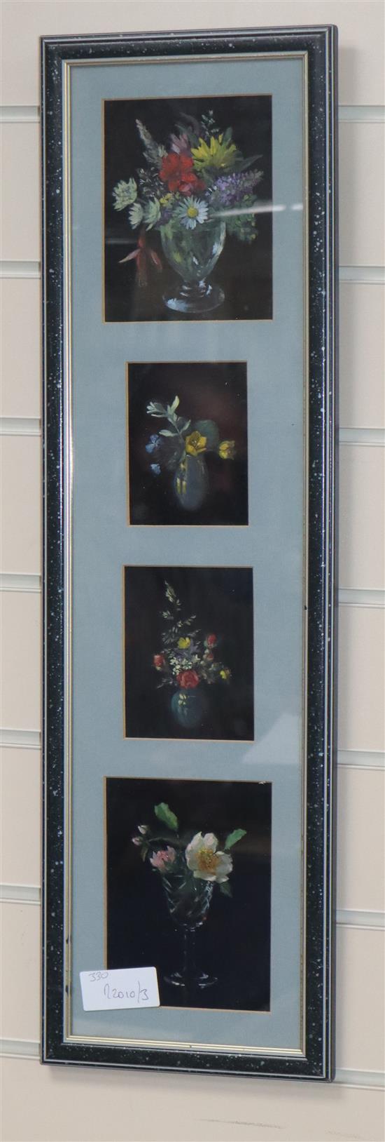 Lady Chalmers of High Salvington, 4 still life studies, oils on board, framed as one